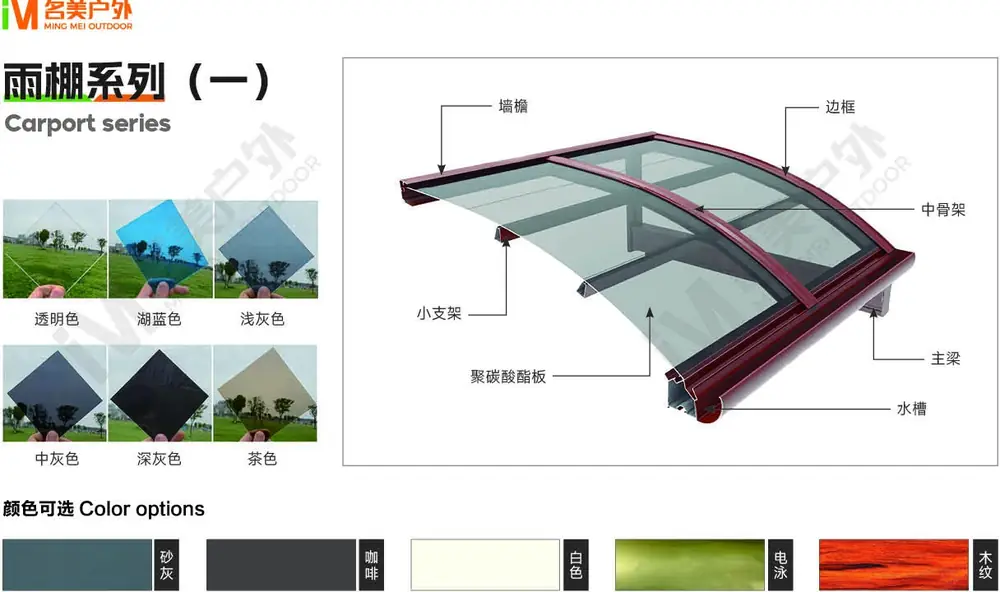 PC铝合金雨棚-雨棚系列（一）-细节图-佛山名美铝业