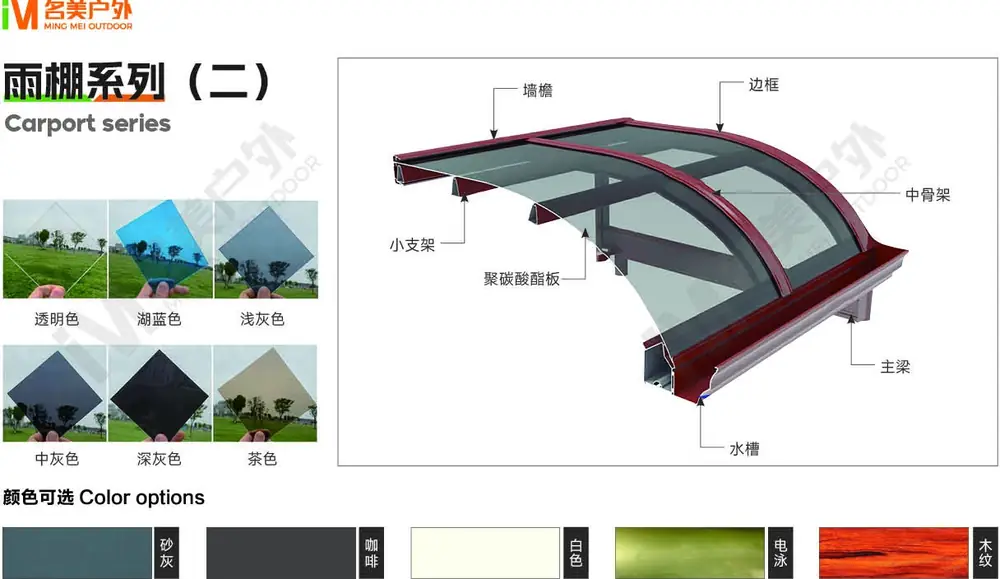 PC铝合金雨棚大跨度悬挑-雨棚系列（二）-细节图-佛山名美铝业