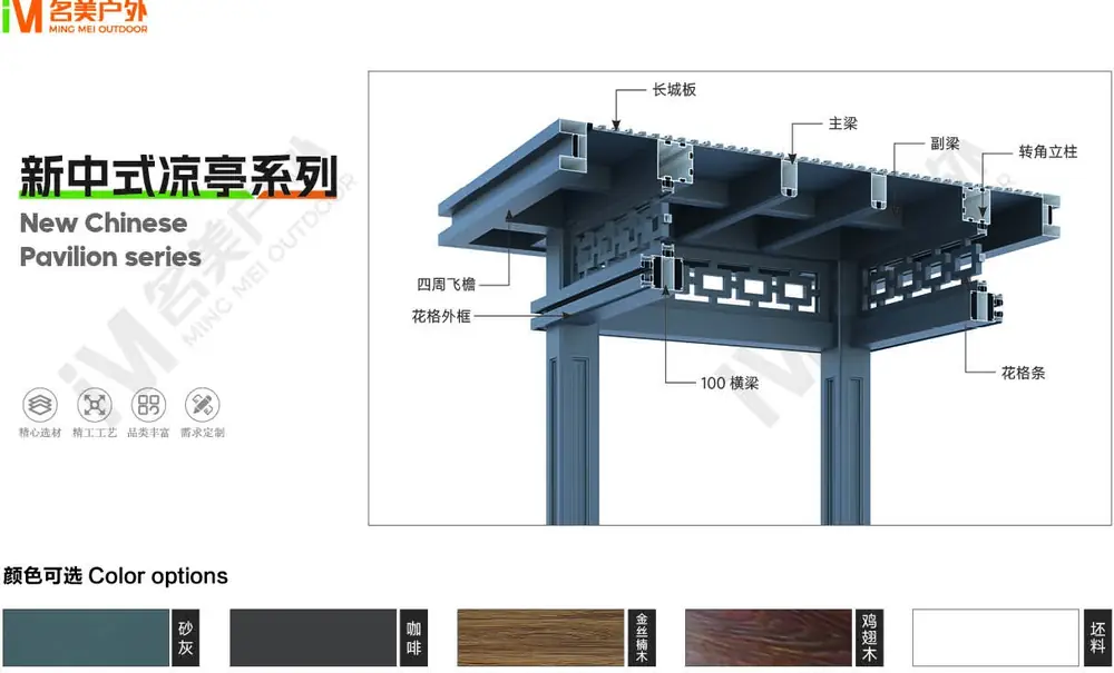 新中式铝合金凉亭-凉亭系列-细节图-佛山名美铝业