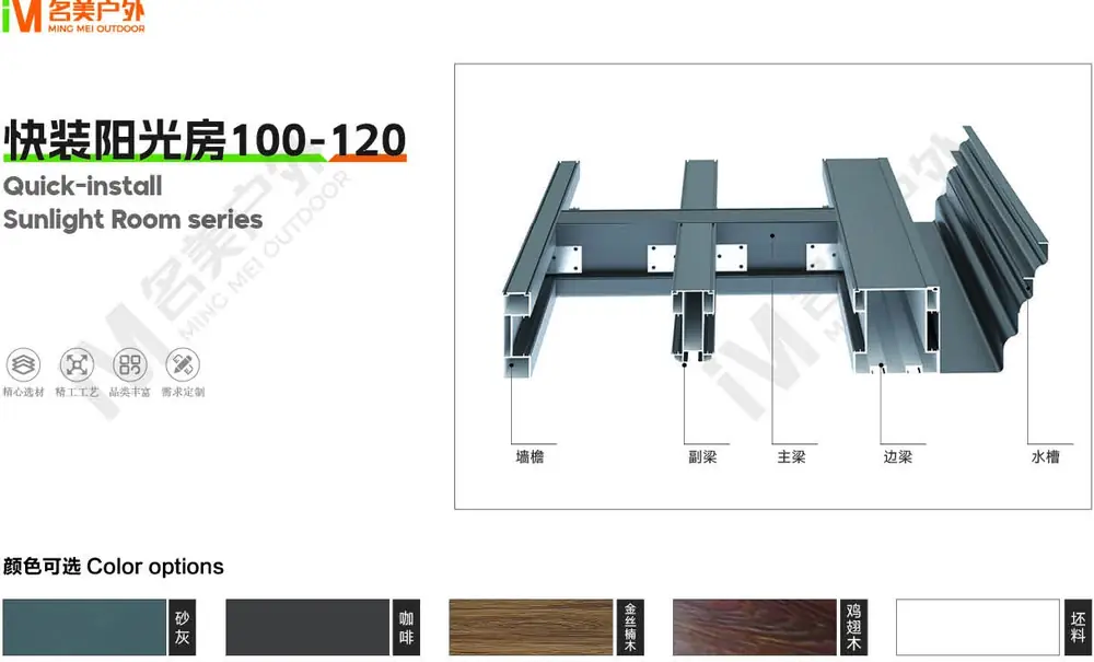 快装铝合金阳光房100-120系列-细节图-佛山名美铝业